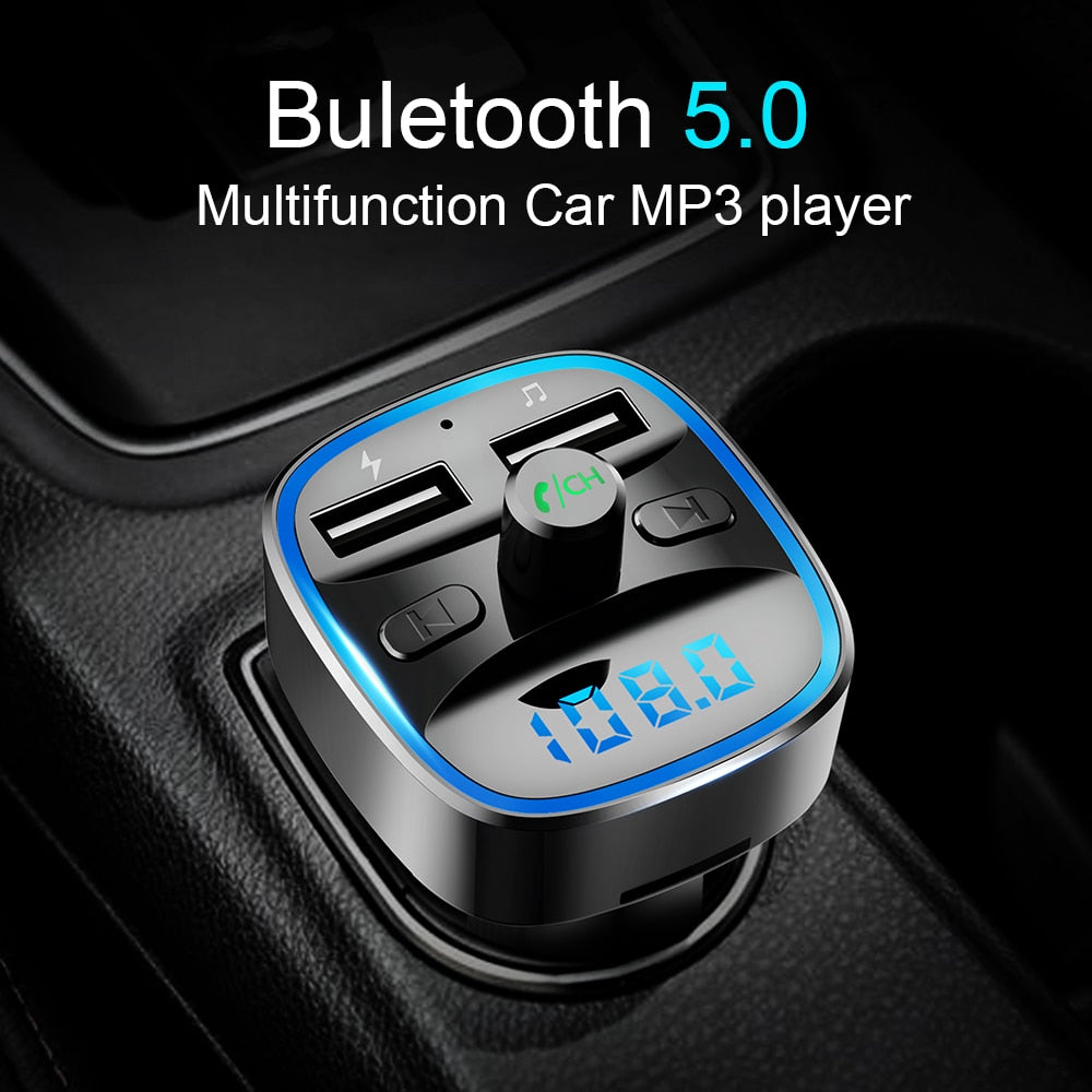 TDG Car Bluetooth 5.0 FM Transmitter Receiver Mp3 Player and Dual USB Car Charger