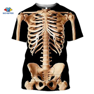 TDG  3D Print Round Neck Skeleton Internal Organs T-shirt