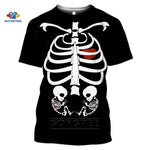 TDG  3D Print Round Neck Skeleton Internal Organs T-shirt