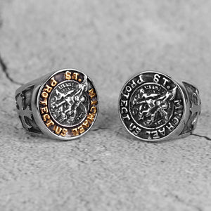 TDG Fashion Stainless Steel St-Michael Men Ring Fashion Jewelry Gift